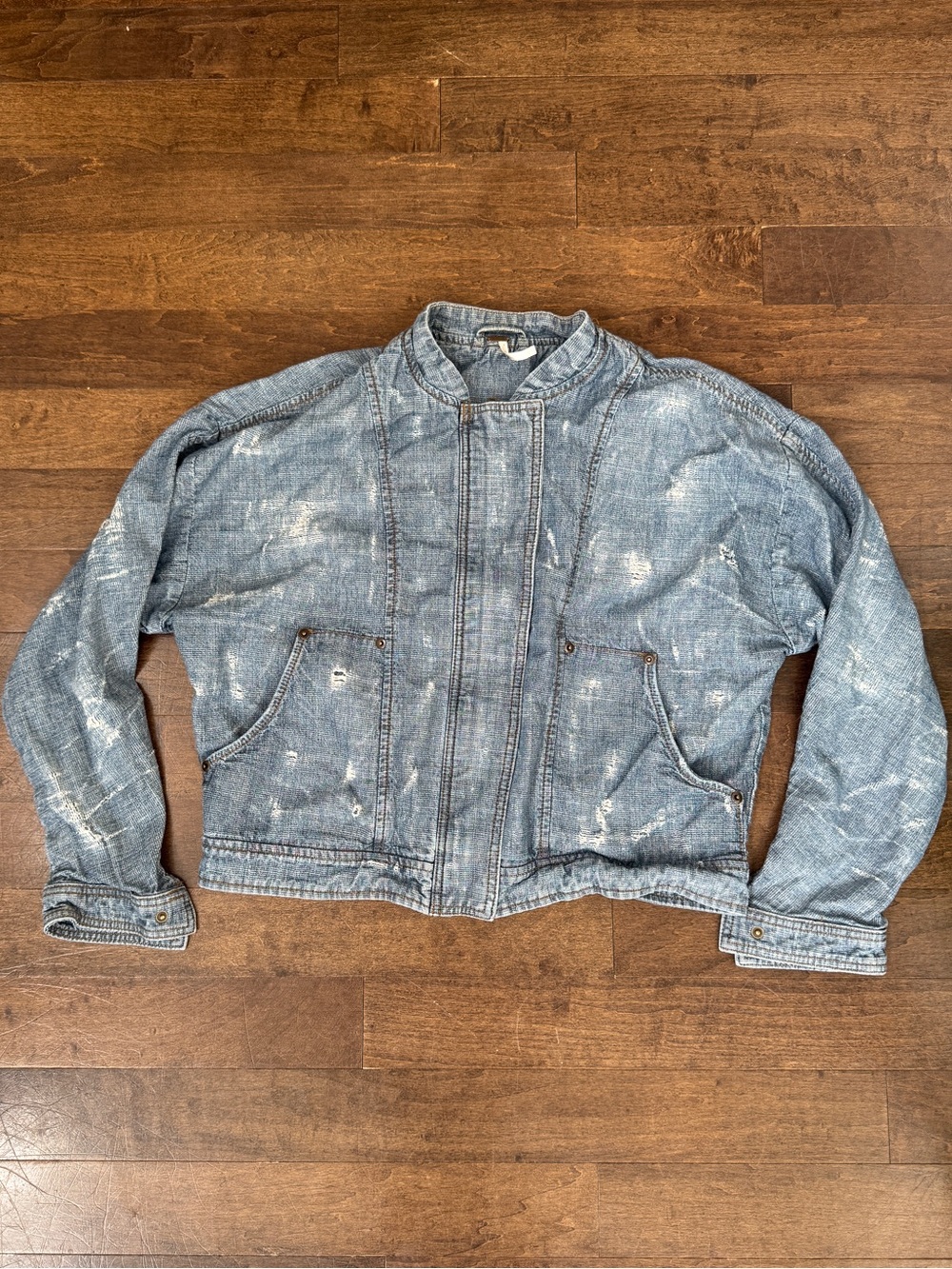 Free people Distressed Lightweight Blue Denim Jacket - Women's medium